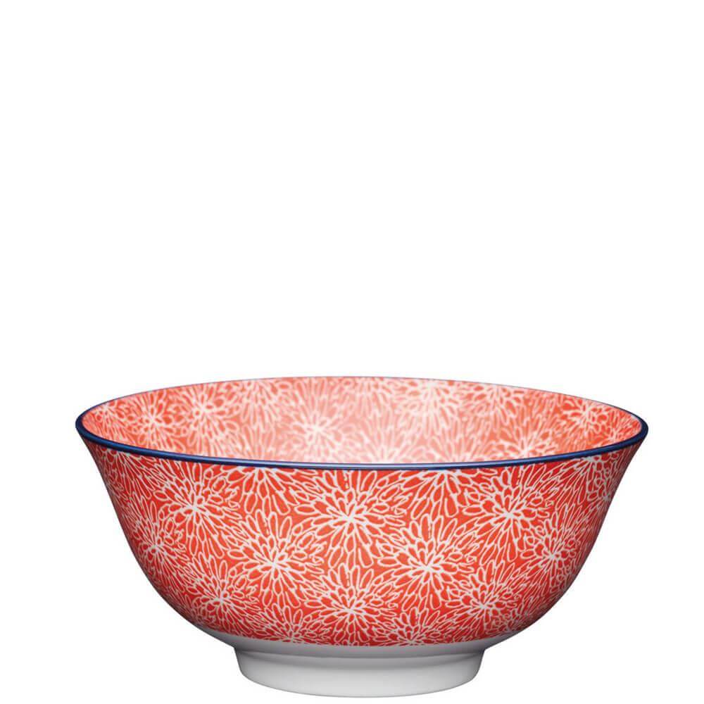 KitchenCraft Red Floral and Blue Edge Multi Use Bowl